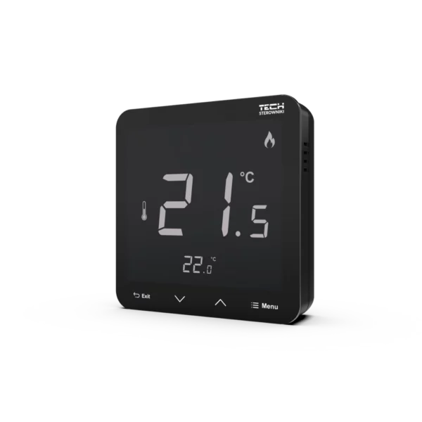 Tech regeling vloerverwarming - kamerthermostaat - EU-R-12s zwart - zijkant