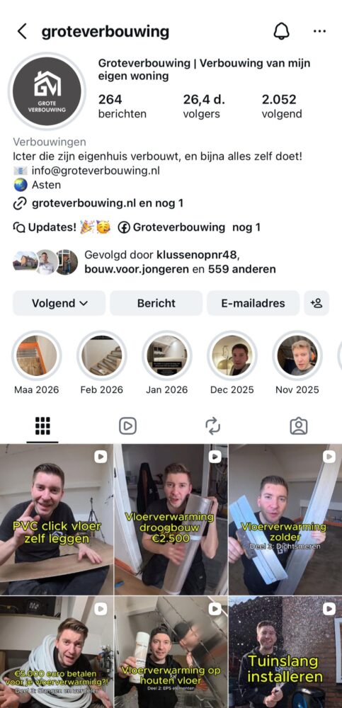 Instagram pagina groteverbouwing