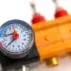 Kunststof vloerverwarming verdeler zonder pomp (KZP) - close up mano-temperatuurmeter